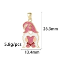 Detail van roze glitter kabouter hanger met afmetingen 26,3mm bij 13,4mm en hartmotief - Kabouter Stijl Sieraden Hanger (ZX259)