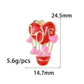 Détails des dimensions du pendentif montgolfière en forme de cœur émaillé rouge et rose - Montgolfière Cœur Rouge (ZX187 Rouge)