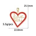 Pendentif cœur doré avec émail rouge et gravure I LOVE YOU pour bijoux DIY - Cœur Ajouré I LOVE YOU (ZX197)