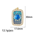 Gold tarot sea shell necklace pendant with blue enamel and sparkling zircon stones - Sea Snail Style (ZX278)