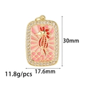 Gold seahorse tarot necklace pendant with pink enamel and sparkling zircon stones - Seahorse Style (ZX280)