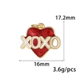XOXO red heart pendant with glitter finish and gold border, 17.2x16mm jewelry charm - XOXO Heart Pendant / Dark Red (ZX185)