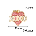 Red glitter heart pendant with gold-plated XOXO enamel lettering and size dimensions - XOXO Heart Pendant / Pink (ZX185)
