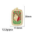 Golden rectangular ocean conch tarot pendant with colorful enamel and white zircons - Shell Style (ZX281)