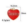 Red enamel heart pendant with XOXO gold engraving measuring 19mm for DIY jewelry - XOXO Hollow Heart Pendant / Red (ZX186)