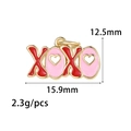 Detailed view of XOXO heart charms for DIY jewelry with size and weight marks - Red and Pink (ZX254-2)