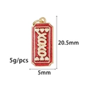 Detailed view of red glitter XOXO heart charm pendant with 20.5mm size dimensions - Red Rectangle (ZX255)