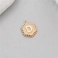 14K gold plated hexagonal initial D pendant with beaded edge and textured surface - Letter D (P24279-D)