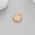 Detailed macro view of 14K gold plated hexagonal pendant featuring a 3D letter O design - Letter O (P24279-O)