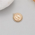 Macro shot of gold-plated 14K coin pendant featuring embossed letter H with beaded edge - Letter H (P24278-H)