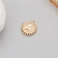 Close-up of 14K gold plated letter A pendant with decorative beaded edge for DIY jewelry - Letter A (P24278-A)