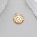 Golden 14K round coin pendant with embossed letter B and beaded edge for jewelry making - Letter B (P24278-B)