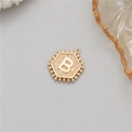 14K gold plated hexagonal pendant with letter B and textured bead edge detail - Letter B (P24279-B)