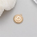 Golden round 14K coin pendant featuring a 3D letter D with a beaded vintage border - Letter D (P24278-D)