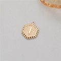 Hexagonal 14K gold plated letter I pendant accessory with beaded edge for DIY jewelry - Letter I (P24279-I)