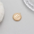 14K gold plated round coin pendant with letter E and decorative beaded edge for DIY jewelry - Letter E (P24278-E)
