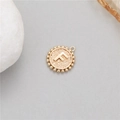 Round gold coin pendant featuring letter F design with beaded edge for DIY jewelry - Letter F (P24278-F)