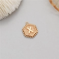 14K gold plated hexagonal pendant featuring a textured letter X for DIY jewelry - Letter X (P24279-X)