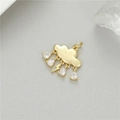14K gold plated cloud pendant with sparkling zircon water drops and lightning bolt charm - Cloud And Lightning Shape (H-11660)