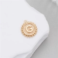 Golden 14K style round coin pendant featuring a 3D letter G and studded rim - Letter G (P24278-G)