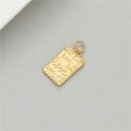 Gold-plated rectangular charm with love engraving and small white crystal for DIY jewelry - Rectangle Serrated Edge Letter Shape (H-11691)