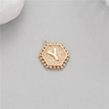 Exquisite 14K gold plated hexagonal pendant with letter Y and micro-beaded edge - Letter Y (P24279-Y)