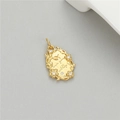 Vintage 14K gold-plated oval pendant with floral relief and love you wildly engraving - Oval Letter Floral Shape (H-11677)