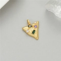 Gold-plated copper triangle pendant with multicolored gemstones and radial texture - Triangle Multicolor Gem Shape (H-11675)