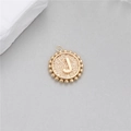 14K gold plated coin pendant with letter J relief and beaded edge detail - Letter J (P24278-J)