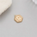 Gold plated hexagonal letter C pendant with beaded edges for DIY jewelry making - Letter C (P24279-C)