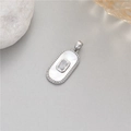 Silver rectangle pendant charm with white mother of pearl and clear zircon stone - Oval Mother of Pearl Zirconia Pendant Only (Without Chain) (H-12101) / Palladium Color