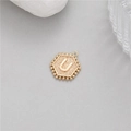 14K gold plated hexagonal letter U pendant with sparkling pavé cubic zirconia - Letter U (P24279-U)