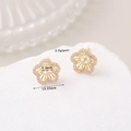 Macro shot of 13.23mm gold four-leaf clover earring setting with micro zircons - 14K Gold Hollow Flower (H-11951)