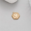 Hexagon pendant with 14K gold plated letter V for DIY jewelry bracelets and necklaces - Letter V (P24279-V)