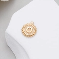 14K gold plated letter O round coin pendant with beaded edge for DIY jewelry making - Letter O (P24278-O)