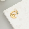 14K gold plated crescent moon and blue glitter rabbit charm for DIY jewelry - Moon Rabbit Blue Star Pendant (H-11328)