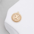 14K gold circular coin pendant with letter X and beaded edge for DIY jewelry making - Letter X (P24278-X)