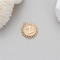14K gold round coin pendant with letter Z and vintage studded edge for DIY jewelry - Letter Z (P24278-Z)