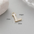 Detail view of a 17mm white enamel letter L charm with gold plating and dimensions - L (14K Gold H-12341)