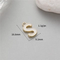 Golden S-letter charm with white enamel for DIY jewelry making 16.6mm height - S (14K Gold H-12348)