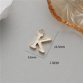Golden alloy letter K pendant with white enamel for DIY necklaces and jewelry making - 14K Gold (H-12340)