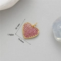 Detailed view of pink zircon heart pendant with gold finish, 18.1mm size dimensions - Simple Pink Heart Style (H-11650)