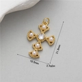 Detailed size view of a vintage gold cross pendant with pearls and zircon crystals - Vintage Artificial Pearl Cross Style (H-11683)