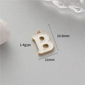 Golden uppercase letter B pendant with white enamel detail for DIY jewelry making - B(14K Gold H-12331)