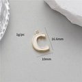 Golden metal charm letter C with white enamel inlay for DIY jewelry making 16.6mm - C (14K Gold H-12332)