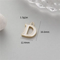 Letter D gold pendant with white enamel for DIY jewelry making with dimensions - D (14K Gold H-12333)