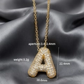 Golden micro-pave zircon Letter A balloon pendant necklace on grey silk background - Letter A (Single Pendant)