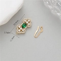 Chiusura per gioielli DIY con pietra smeraldo verde e design floreale cavo dorato - Chiusura Smeraldo Fiore a Quattro Petali Cavo (CTWX239) / Oro 14K