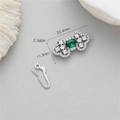Chiusura per gioielli in argento con smeraldo verde e zirconi bianchi per collane - Chiusura Smeraldo Fiore a Quattro Petali Cavo (CTWX239) / Palladio