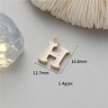 Golden alloy letter H pendant with white enamel inlay for DIY jewelry making - H (14K Gold H-12337)